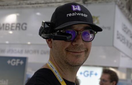 Man wearing Real Wear headset for remote assistance